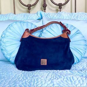 Dooney and Bourke Dark Blue Suede Hobo/Shoulder Ba